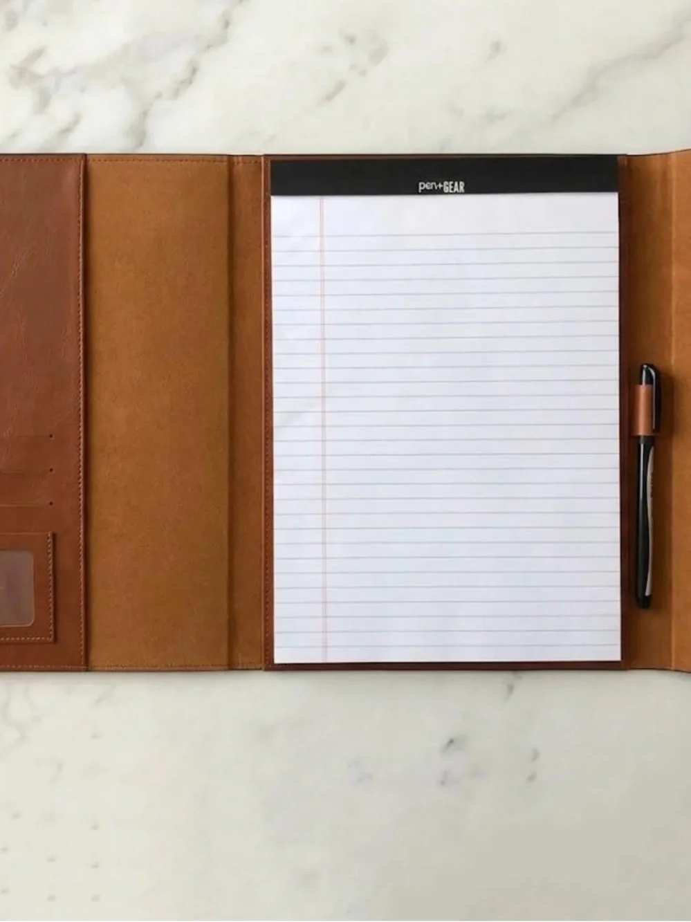Monogrammed Leather Journal - light brown with the initials MR